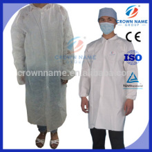 white disposable Nonwoven PE coated lab coat