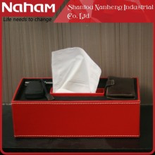 NAHAM decorative red Leather Tissue Box cover