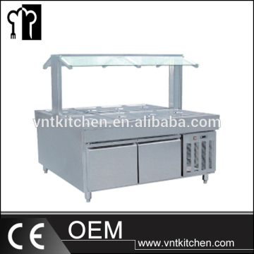 Hotel Buffet Equipment Glass Top Buffet Chiller