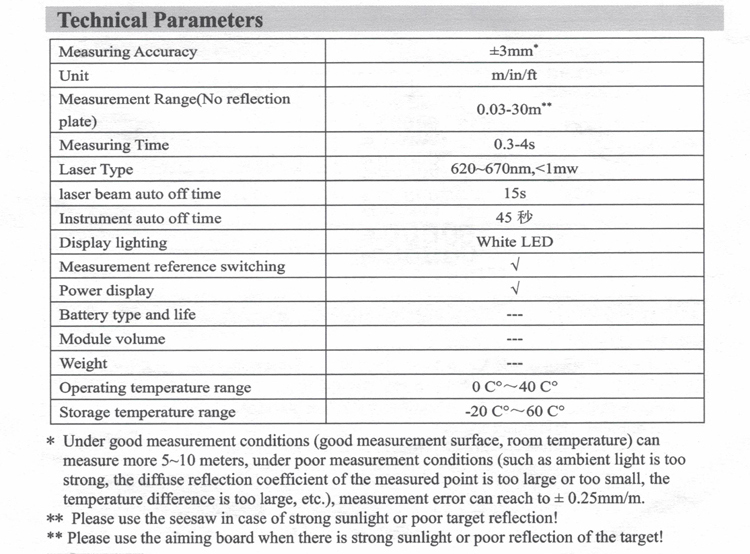3 In 1 Laser Rangefinder Main Specifications