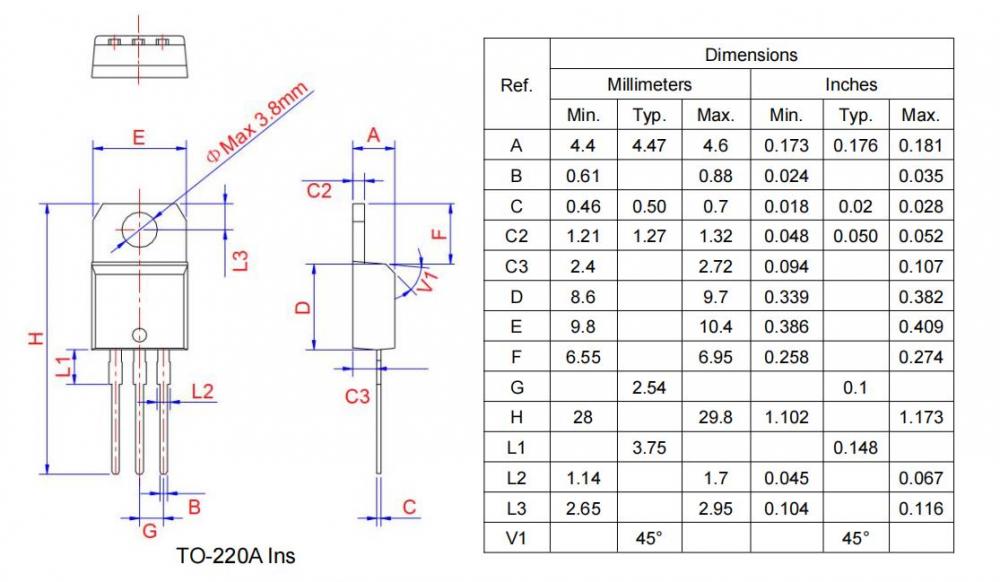 High dv/dt rate TO-220 16A 800V BTB16-800B Triac