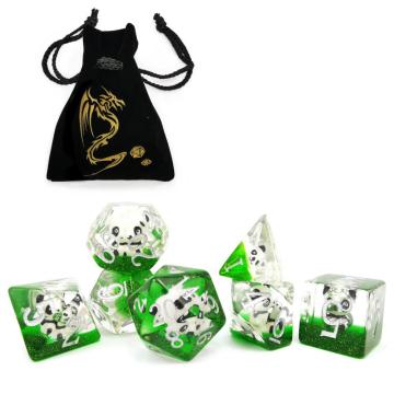 Übergroße DND -Tierwürfel von Beton -Set von Panda, Riesen 7pcs Panda Polyedral D &amp; D Dice Set, große Dungeons und Drachenwürfel