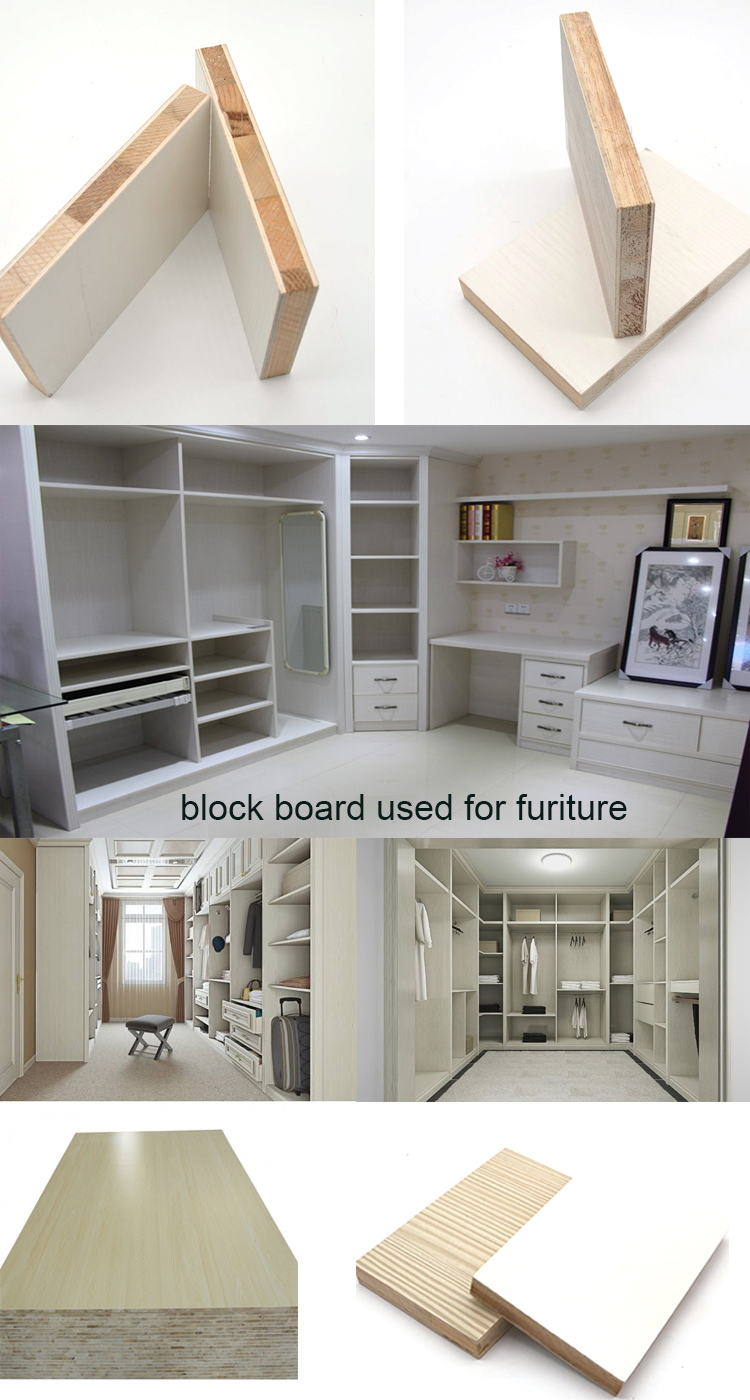 18mm melamine Block board with furniture grade Poplar Core and E1 Formaldehyde Emission Standards