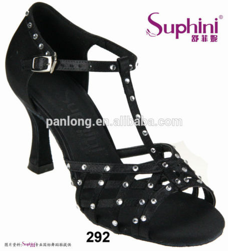 T Bar Shoes , Woman Latin Shoes Crystal Dance Shoes