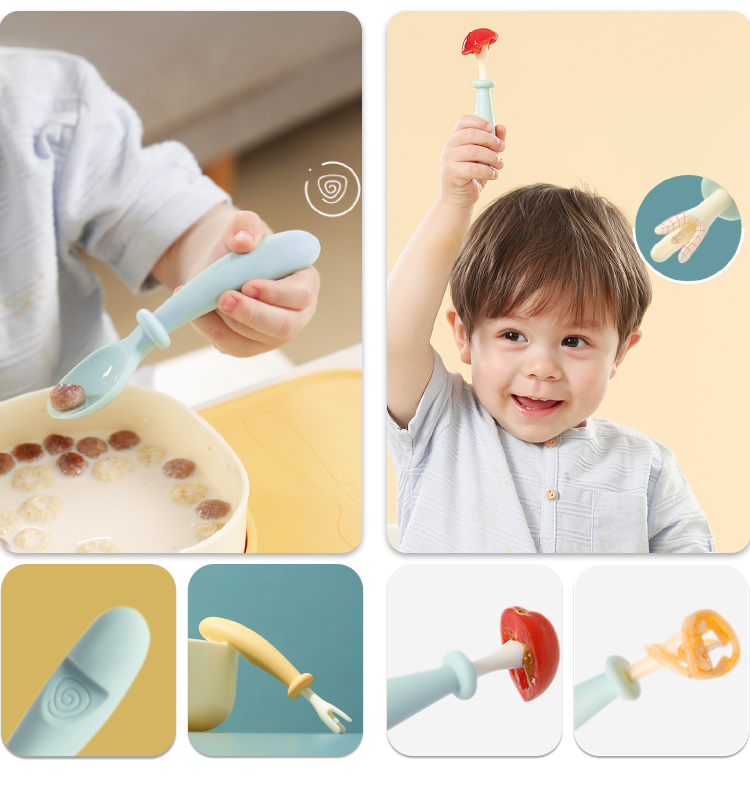 silicone food grade fork spoon baby