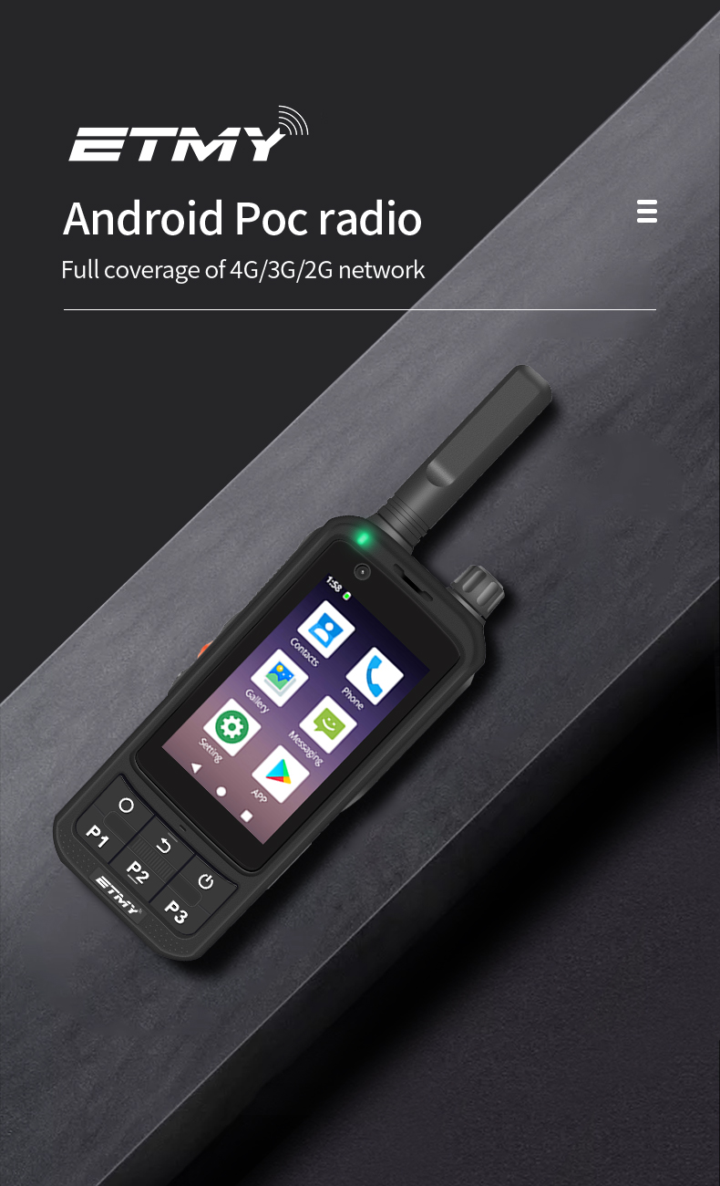 ET-A89 Professional Poc Radio 4G/3G/2G Two Way Radio Sim-Card Android Walkie Talkie  Long Range 100Km Transceiver