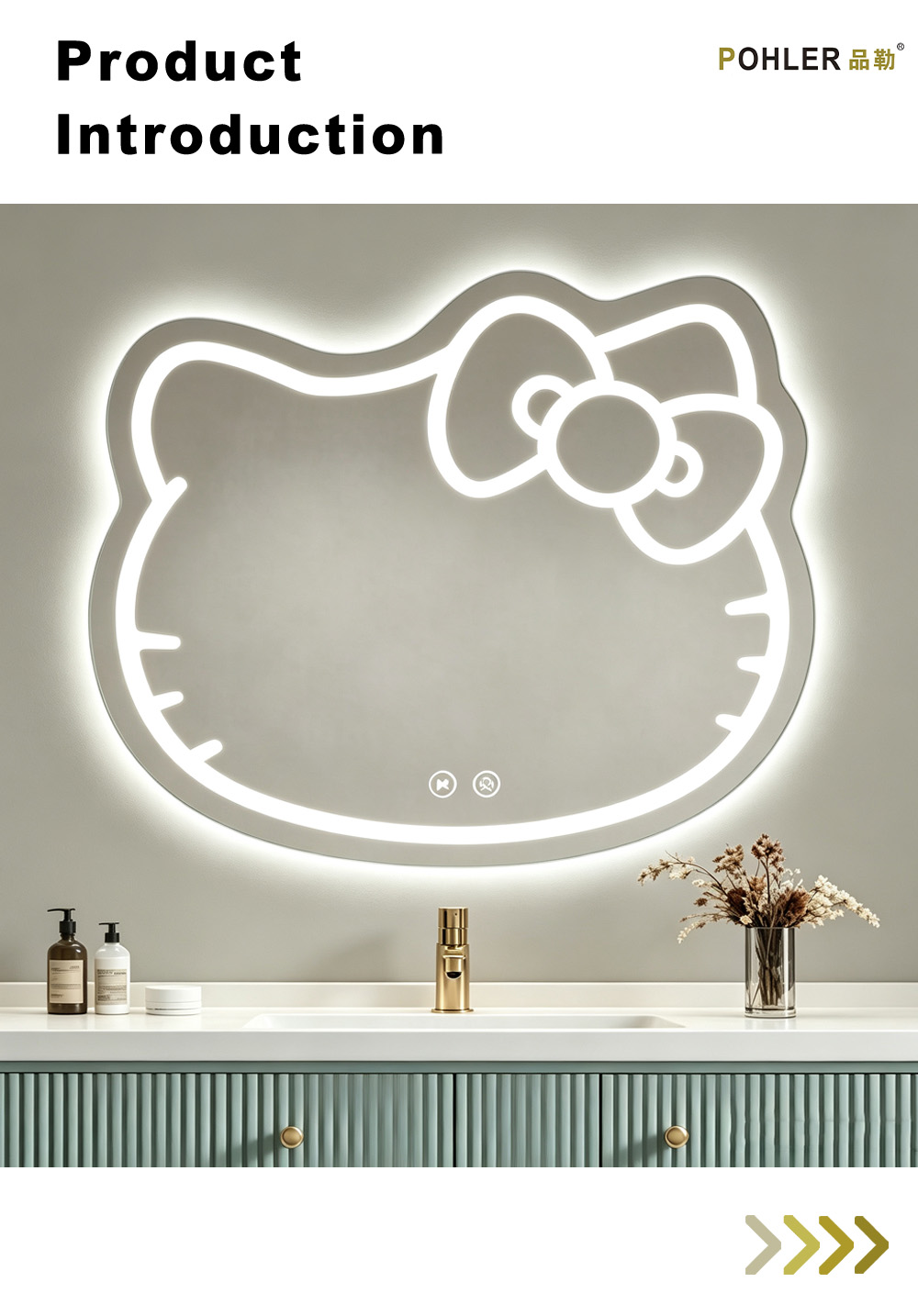 D057 Зеркало со светодиодной подсветкой Cartoon Kitty X D057 Cartoon Kitty LED Mirror X