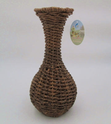 Weaving Handicraft Round Plastic Rattan Flower Vase