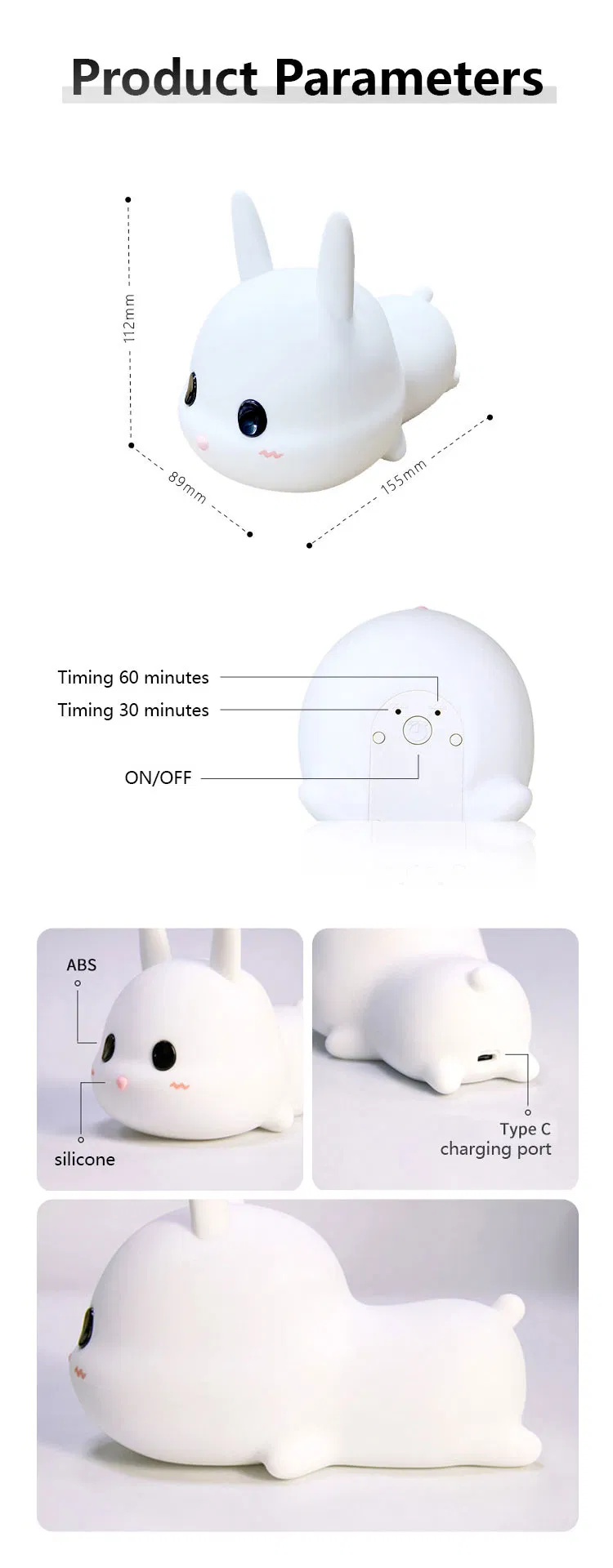 Cute Cartoon Animal Silicone Lamp for Baby Night Decor