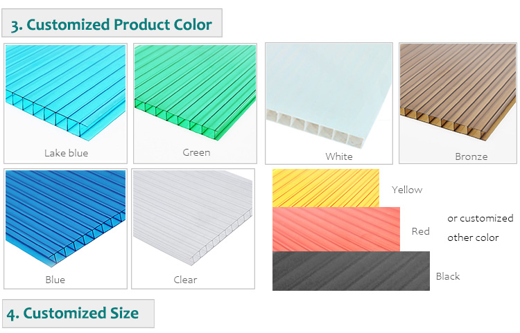 Stable Lightweight 10mm Roof Panel Polycarbonate Hollow Sheet Making For Sale