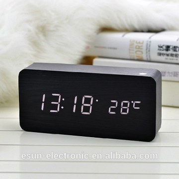 Most Popular innovative LED Sound sensor decorative wooden desk table digital alarm clock/Wooden alarm clock