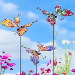 3 개의 나비 정원 스테이크 장식 세트