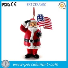 New product patriotic santa claus Gift Ceramic Hanging Ornament