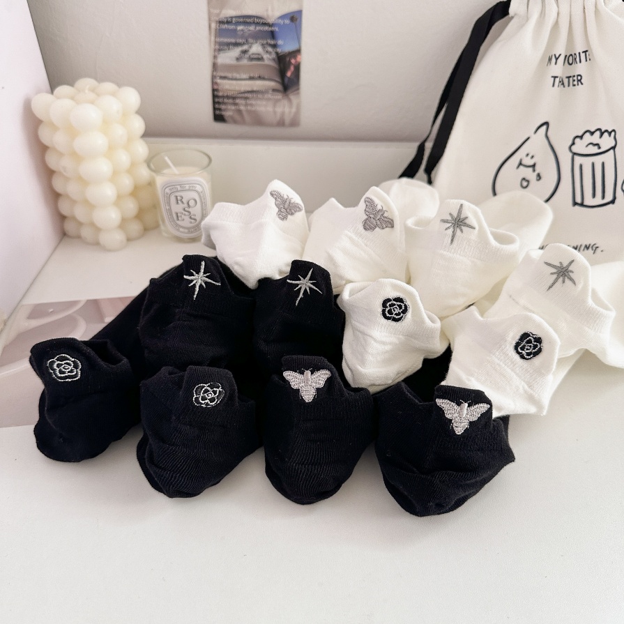 Natatanging mga bubuyog at bituin pattern boat medyas