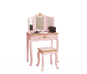 Kids Vanity Table With Chair And 3 Mirrors