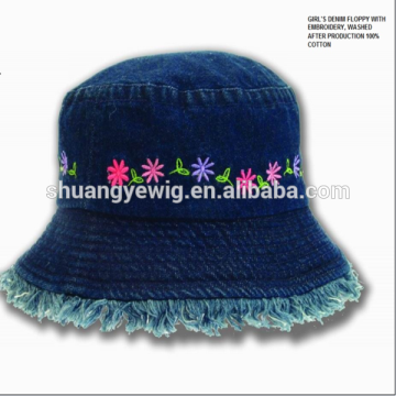 100% cotton denim caps bucket hats with embroidery