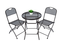 Round Mesh Table and Mesh Chairs