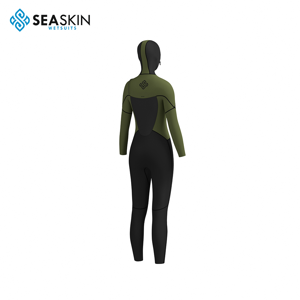 Seaskin Womens 5/4mm Wetsuits Hooded Neoprene