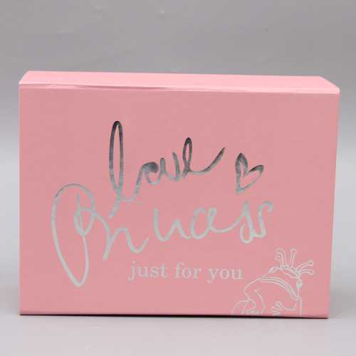 Custom Silver Logo Pink Packaging Magnetic Flap Box