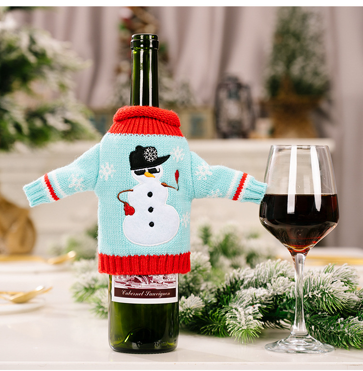 New Product Red Wine Bottle Bag Christmas Decoration Christmas Knitted Clothes Wine Set Table Setting Supplies