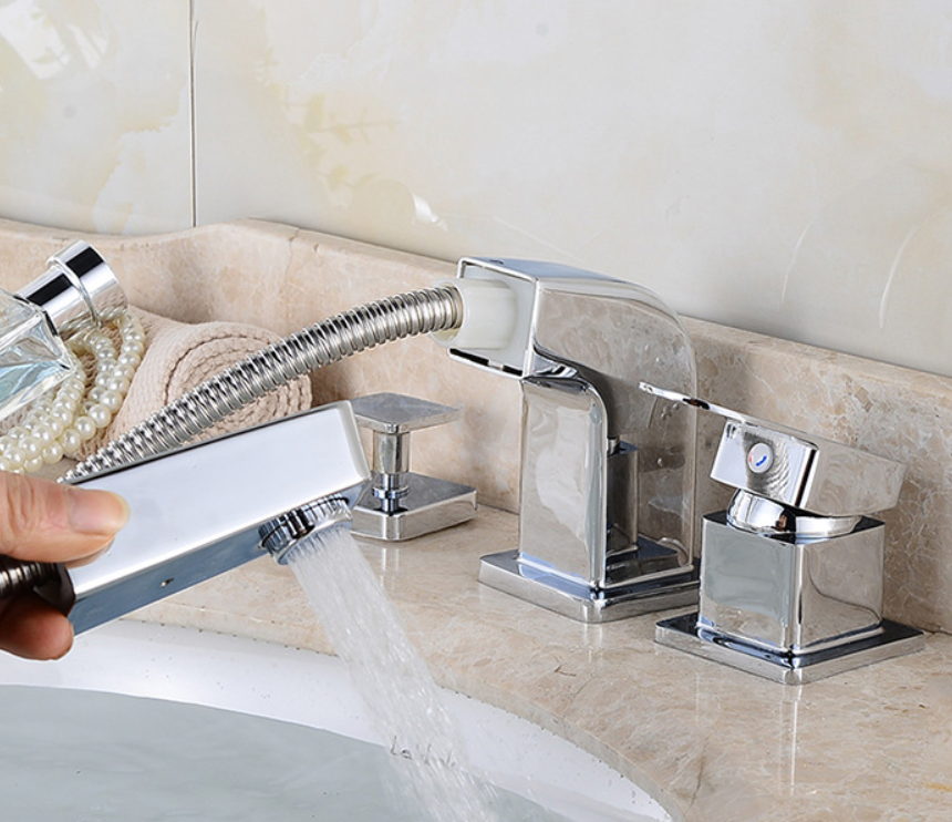 Nouveau design de salle de bain lavabo et robinet de baignoire en laiton flexible avec fonction de retrait