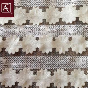 Leather Ribbon & Sequin Embroidery Mesh Fabric Design