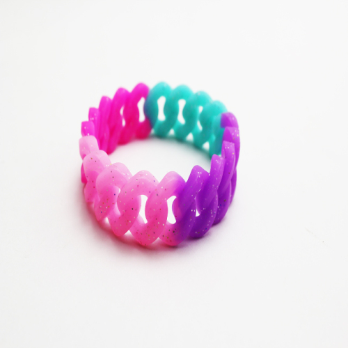 Unique cheap silicone twist rubber band bracelets with rainbow