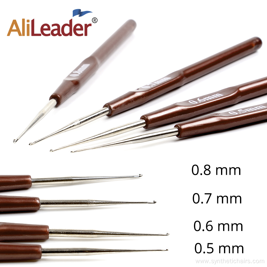 Brown Small Plastic Handle Aluminum Dreadlocks Hook Needles