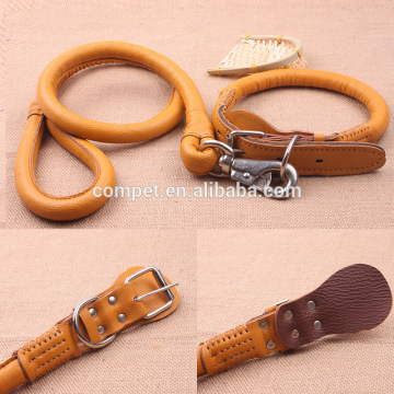 Large dog rope traction rope dog collar genuine leather husky dog chain