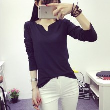 Hiver nouveaux Corée T-shirt chemise col V à manches longues grands chantiers shirt talonnage femelle sauvage chemise