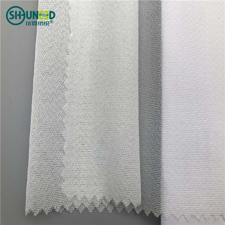 100% polyester fabric woven fusible and circular knitted interlining stretch interlining with double dot pa coating for garments