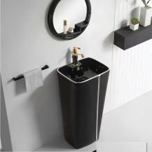 K406 Black Pedestal Freestanding Bathroom Basin