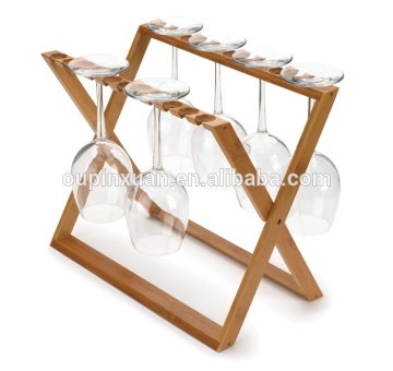 Natural Bamboo Wine Glass Holder Kitchen Stemware Display Bamboo Stemware Drying Rack