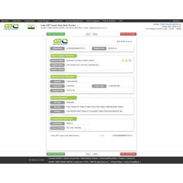 Fios de filamento Índia Importação de dados de importação