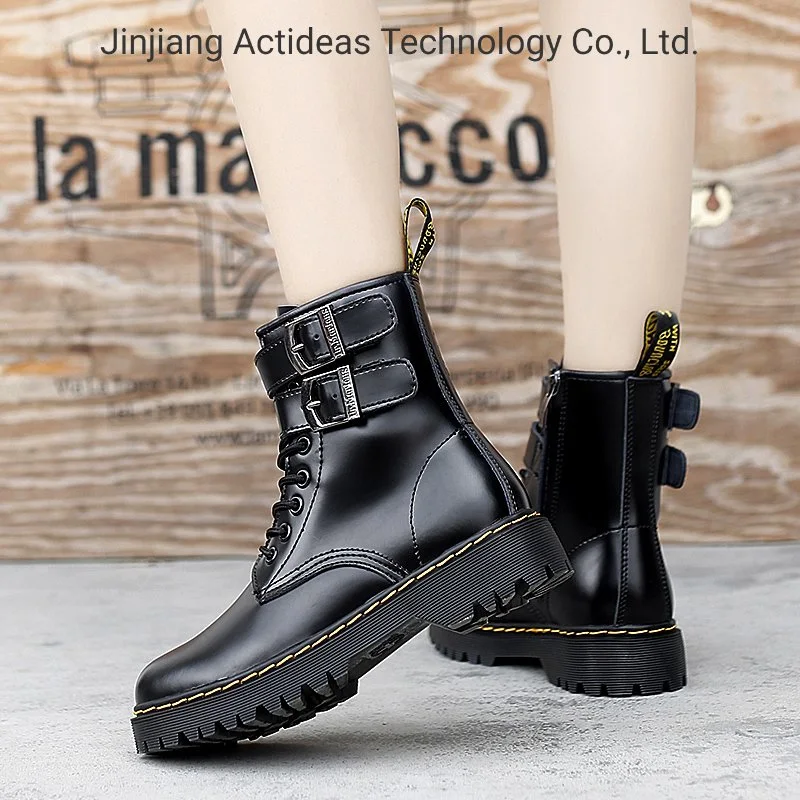 Leather Boots Classic Fashion Black Genuine Leather Working Boots for Women