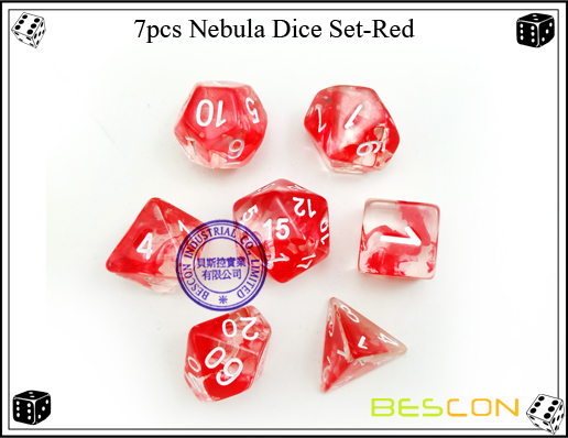 7pcs Nebula Würfel Set-Rot-3 7pcs Nebula Dice Set-Red-3