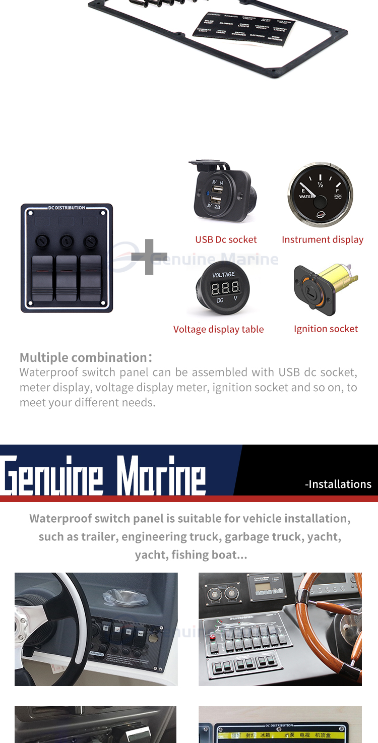 12V24V Waterproof Classical Switch Panel with Fuse Breaker For Boat Marine Caravan RV