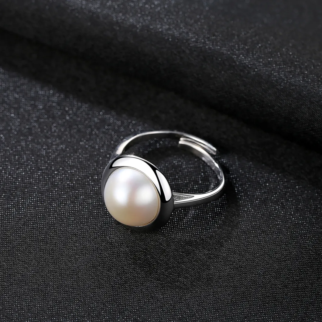 Elegant Jewelry S925 Silver Round Freshwater Pearl Rings