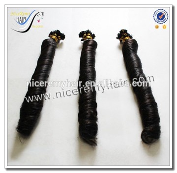 Hot new products 100 keratin tip wavy human hair extension/V tip,flat tip keratin hair product