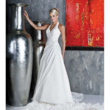 Halter white chiffon wedding gowns