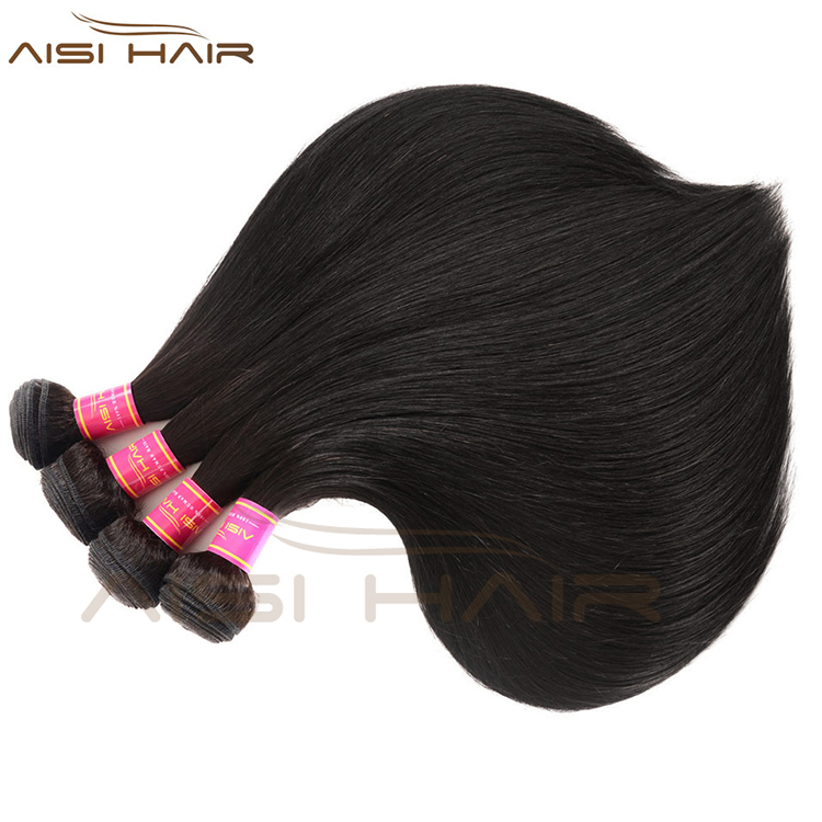 Aisi Hair Top Quality Black Silky Straight Wave Human Hair Brazilian Human Hair Bundles Extension For Black White Women