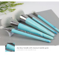 2022 Hot-selling Blue Color Plastic Handle 5pcsMakeup Brush Kit OEM & ODM