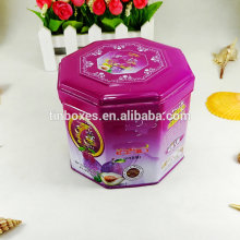 Decorative metal biscuit cookie box octagon shape storage tins