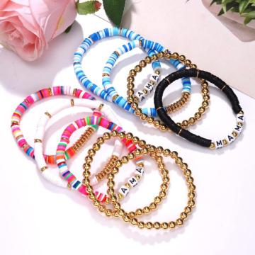 8Pc Assorted Resin Beads Stretch Bracelets Acrylic Resin Beads Tower Tassel Bracelet for Girl Women