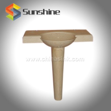 Beige Marble Stone Pedestal With Basin For Bathroom, Corner Pedestal Sink
