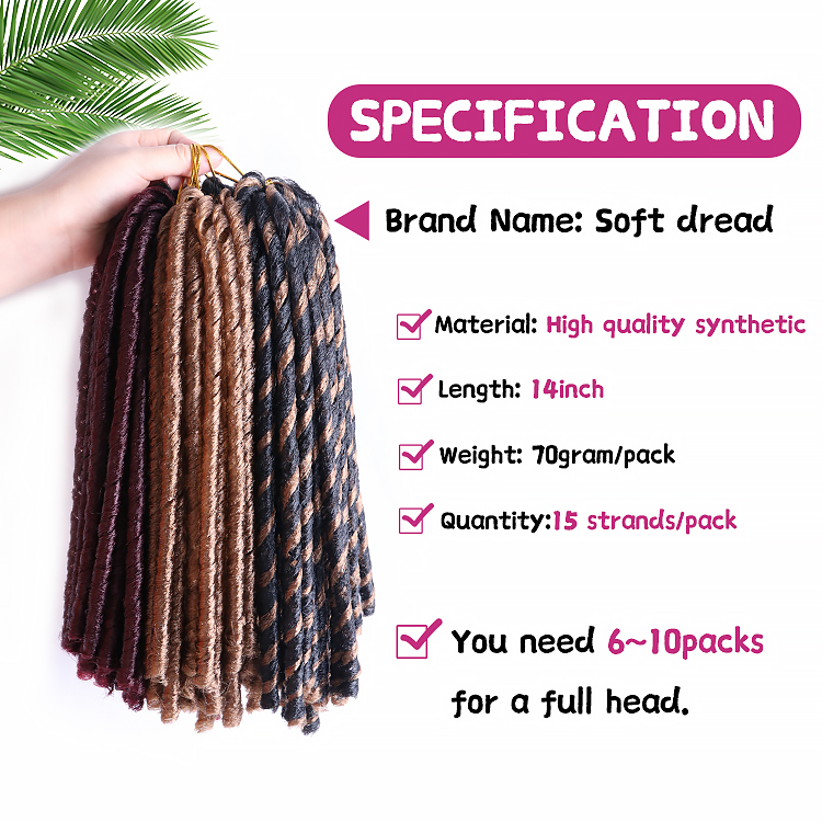 Synthetic Afro Kinky Soft Dread Faux Locs Braids Styles Softex Soft Dread Lock Synthetic Braiding Hair