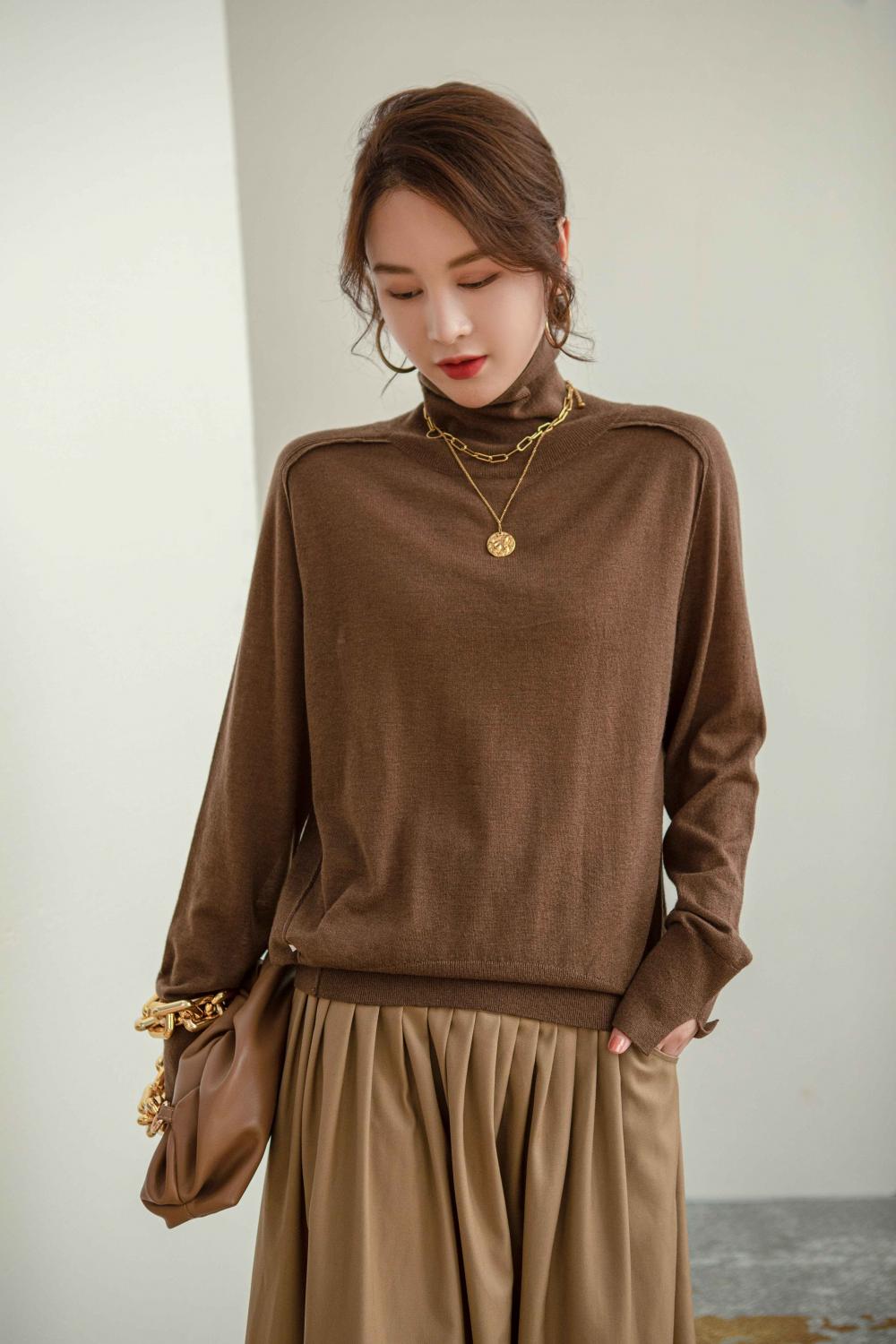 Superfine wool knit bottom sweater female western style