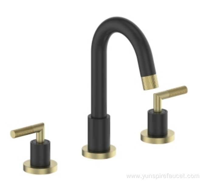 Matte Black 3 Hole Deck Mount Basin Faucet