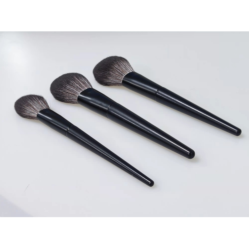 3pcs Cabello sintético suave Mango de plástico negro Cinceles de maquillaje Kit OEM