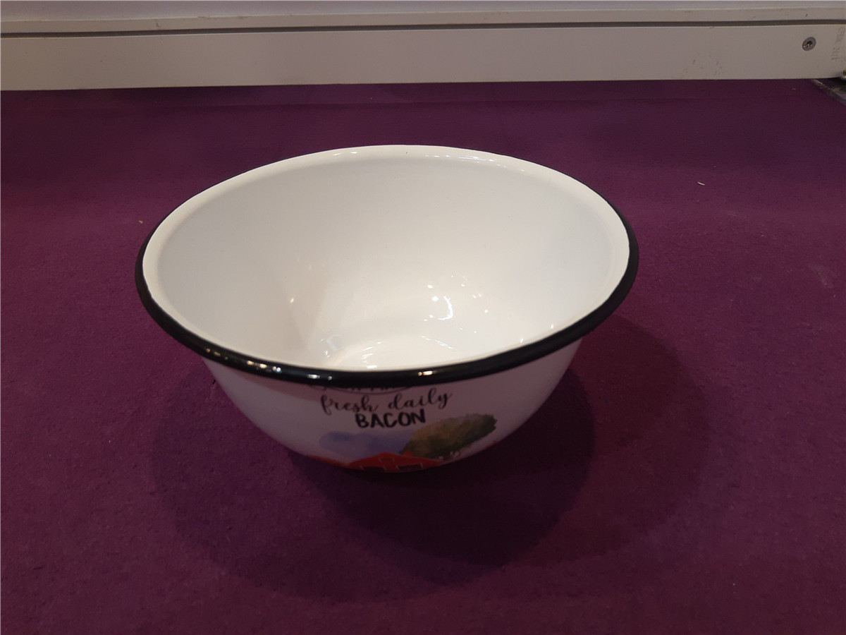 Enamel Cereal Bowl Salad Bowl Camping Bowl with Logo Decal